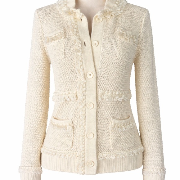 venue Sweaters - Coastal Grandma Fisherman Chunky Knit Cardigan - Cream Ivory M